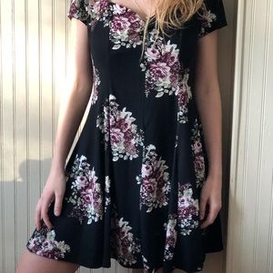 an elegant soft summer dress with floral pattern